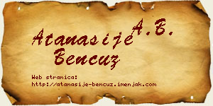 Atanasije Bencuz vizit kartica